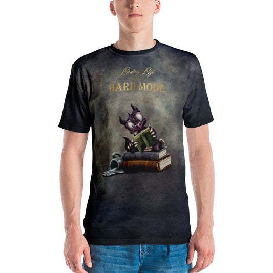 "Living Life in hard mode" derpy dragon  - Men's t-shirt